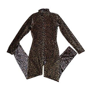Vtg Fredericks Of Hollywood Leopard Long Sleeve Jumpsuit Medium Stretchy Mobwife